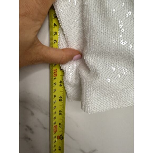 NWT L'AGENCE Christie One-Shoulder Cut-Out Sequin Dress White Sz 10 bridal - Picture 10 of 12